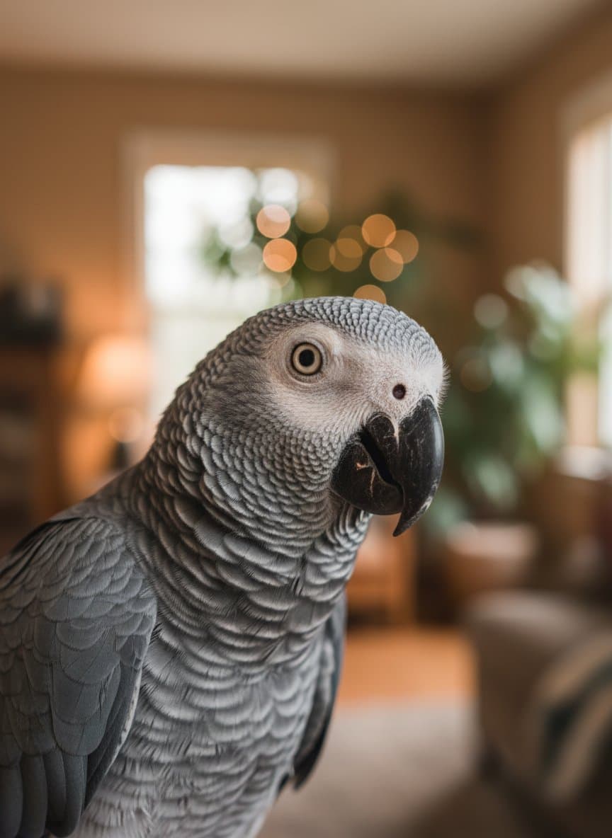 African Grey parrot portrait